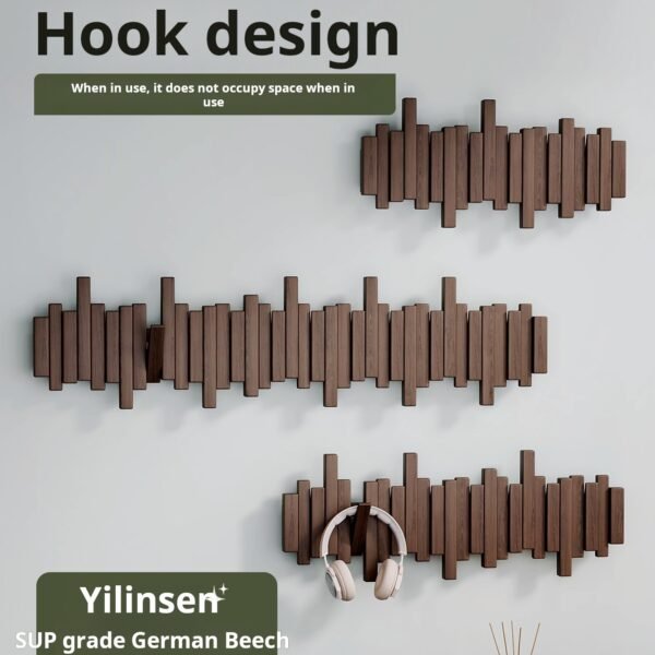 Piano keys hanging rack solid wood wall hooks bedroom entryway entry door storage no punch coat racks